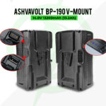 AshvaVolt® BP-190 V-Mount/ V-Lock Battery,14.8V 13200mAh (13.2Ah), Black, Small Compatible with Broadcast, LED Light, Sony, Blackmagic, Red, Arri, Camera, Godox LED Lights, DSLR | V Mount