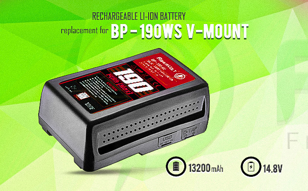 AshvaVolt® BP-190 V-Mount V-Lock Battery 14.8V 13200mAh 13.2Ahs