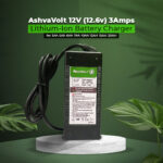 AshvaVolt® 12V (12.6v) 3Amps Lithium-Ion Battery Charger Adapter with 1 year warranty for 3Ah 5Ah 6Ah 7Ah 10Ah 12AH 15AH 20AH Power Cord Included