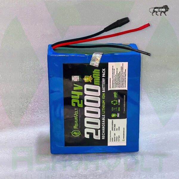 AshvaVolt® 24V 20Ah Lithium-Ion Rechargeable Battery Pack For Electric Cycle, Solar & Others EV 20Ah Battery for Bikes