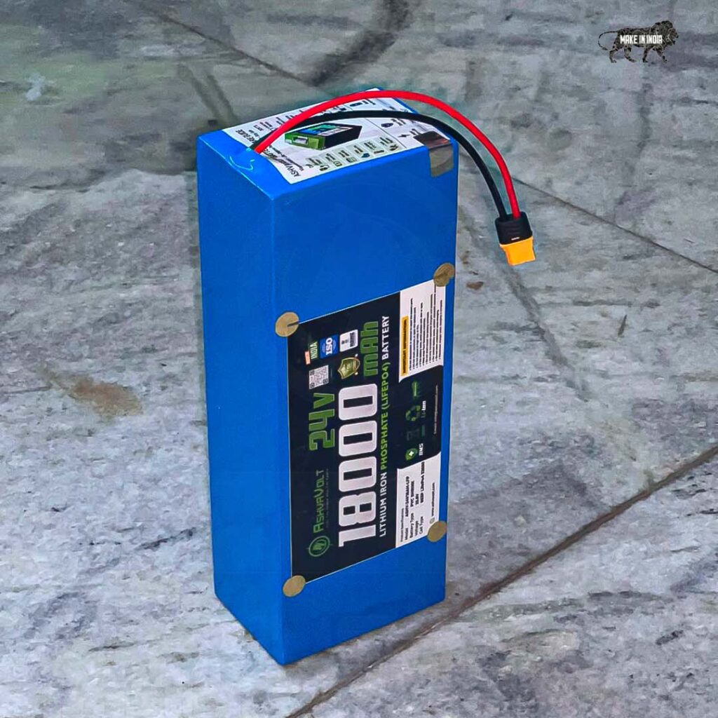 AshvaVolt® 24V 25.6V 18Ah 460Wh 8S3P Lithium Iron Phosphate Battery Pack with BMS Protection and Warranty For Electric Cycle, Solarsss