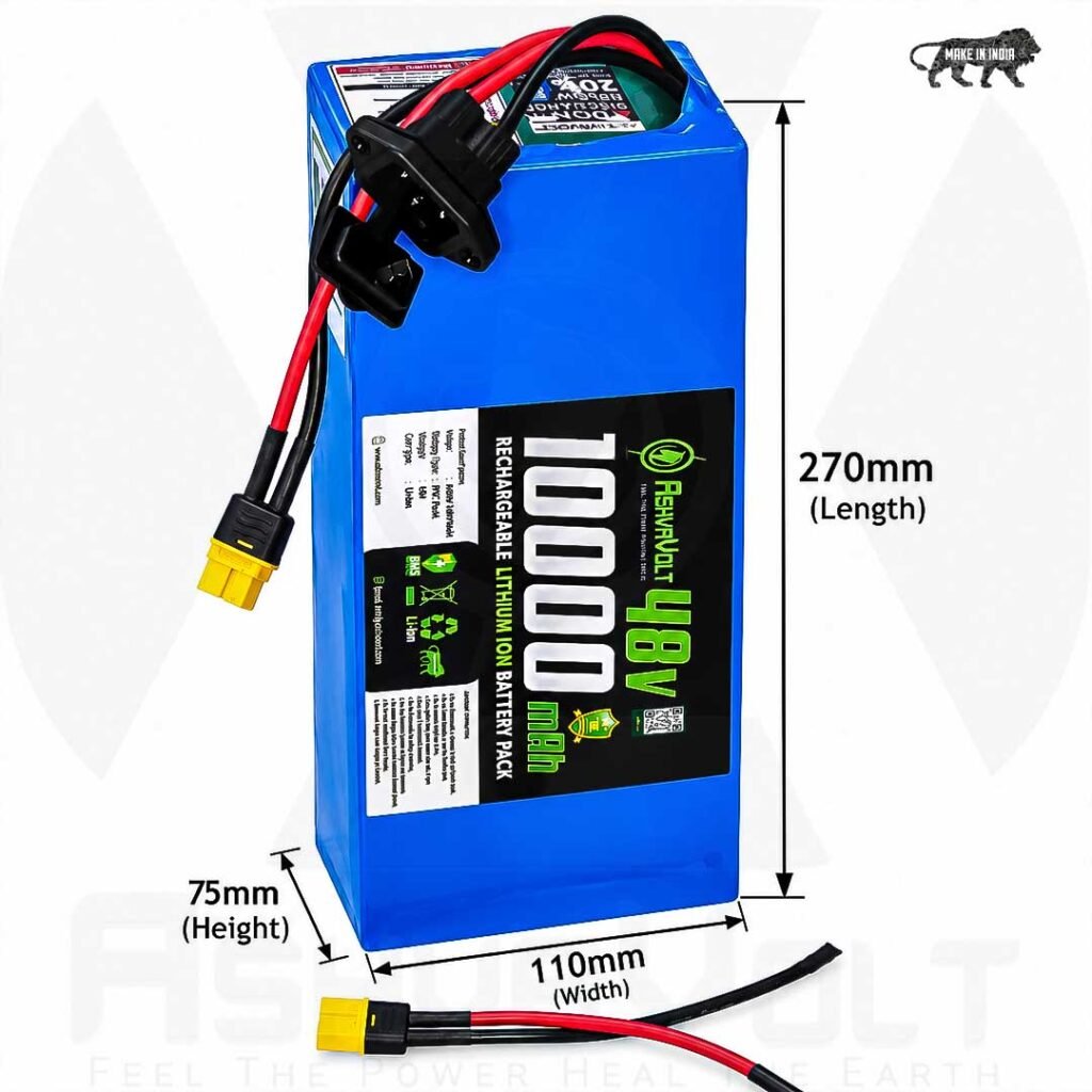 AshvaVolt® 48V 10Ah Lithium-Ion Rechargeable Battery Pack For Electric Vehicle, Solar & Others EV 10Ah Battery for E Bike