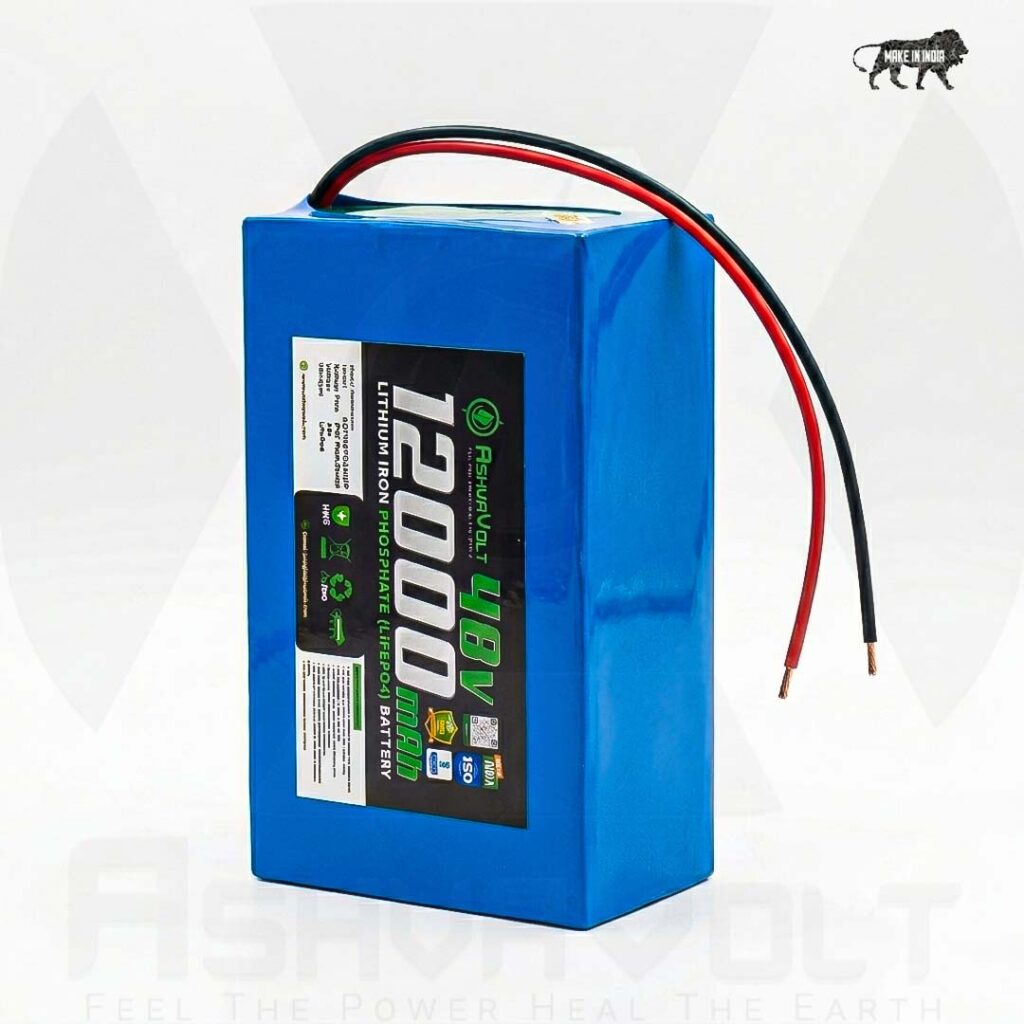 AshvaVolt® 48V 12Ah Li-Fe Lithium Iron Phosphate Li Fe 576watt Battery Pack for E-Bike , Solar Inverter with BMS protection | 48v 12000mAh LifePo4 Battery