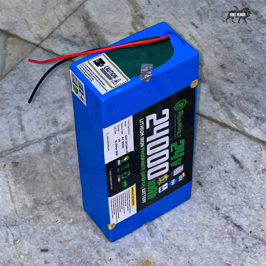 AshvaVolt® 24V/25.6V 24Ah 615Wh 8S4P Lithium Iron Phosphate Battery Pack with BMS protection