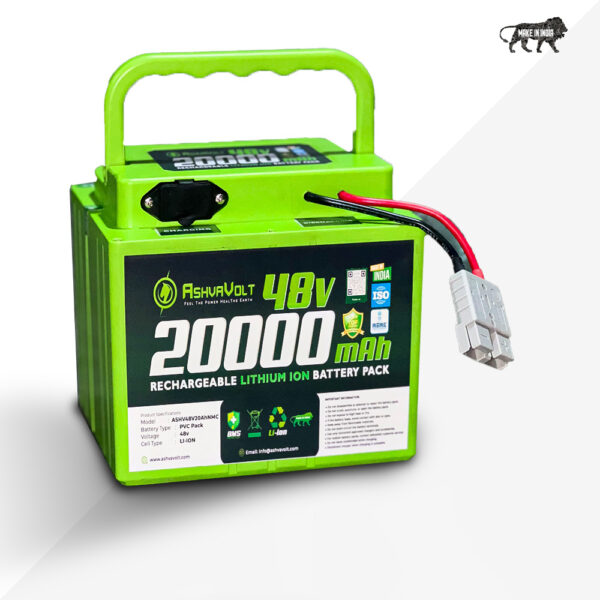 AshvaVolt® 48V 20Ah Lithium-Ion Rechargeable Battery Pack With Premium BOX For Electric Vehicle, Solar & Others EV 20 Ah Battery for E Bike