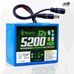 AshvaVolt 11.1V 12V 5200mAh Rechargeable Lithium Battery Pack 3S2P 18650 3C with BMS Protection & 5.5mm Male and 5.5mm Female DC Pin Connectors