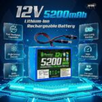 AshvaVolt 11.1V 12V 5200mAh Rechargeable Lithium Battery Pack 3S2P 18650 3C with BMS Protection & 5.5mm Male and 5.5mm Female DC Pin Connectorss