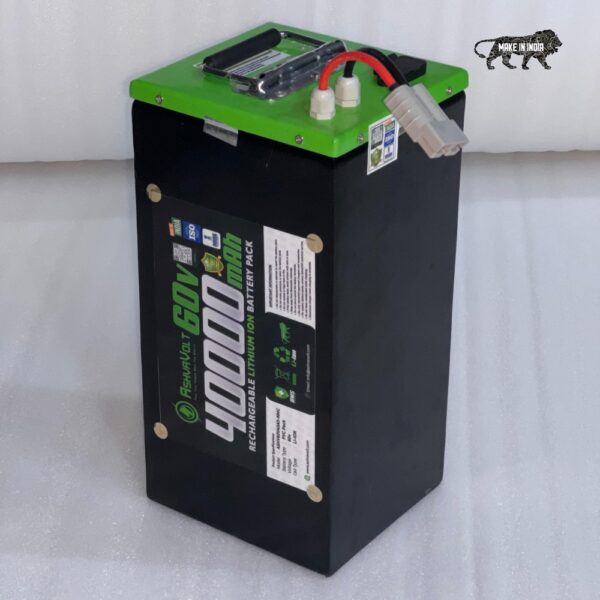 AshvaVolt® 60volt 40Ah Lithium Ion Rechargeable Battery Pack With Metal Box for EV, Solar Inverter, E-Bike, Toto Battery with BMS protection