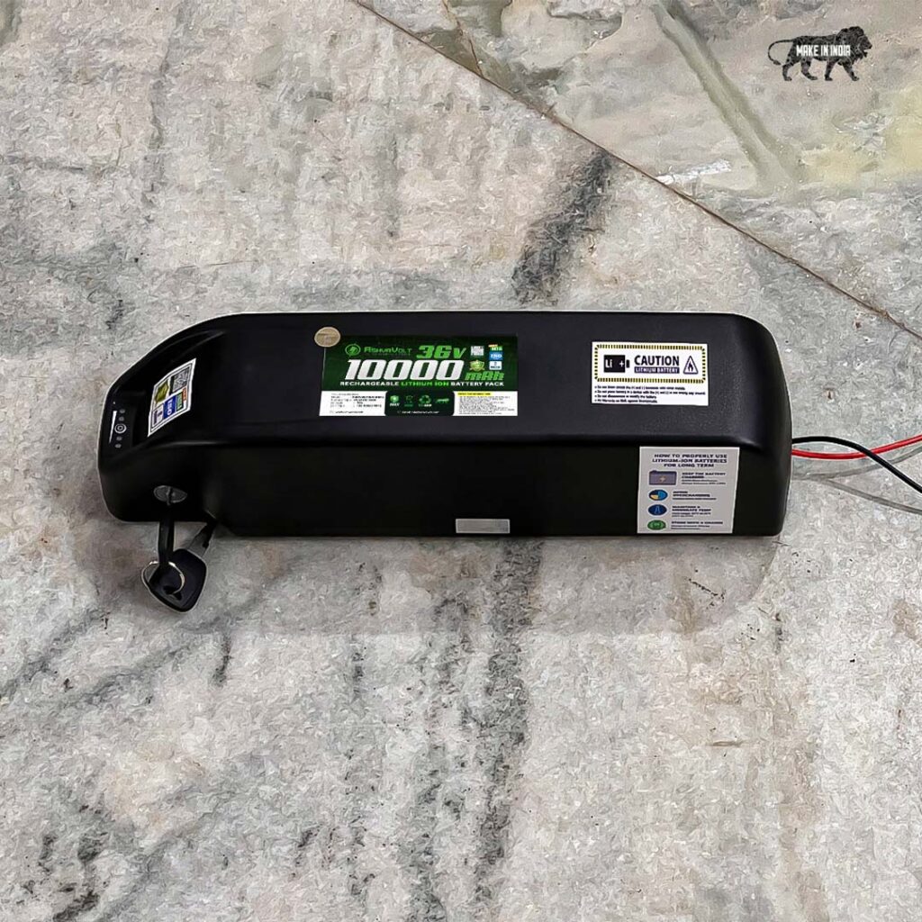AshvaVolt® 36V 10Ah Lithium-Ion Rechargeable Battery Pack With Premium Hailong Case For Electric Bike Cycle | 36volt 10000mAh