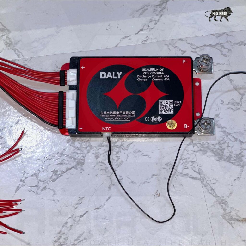 AshvaVolt 20S 72V 40Amps DALY Li-Ion NMC Waterproof BMS Module with Temperature Sensorss