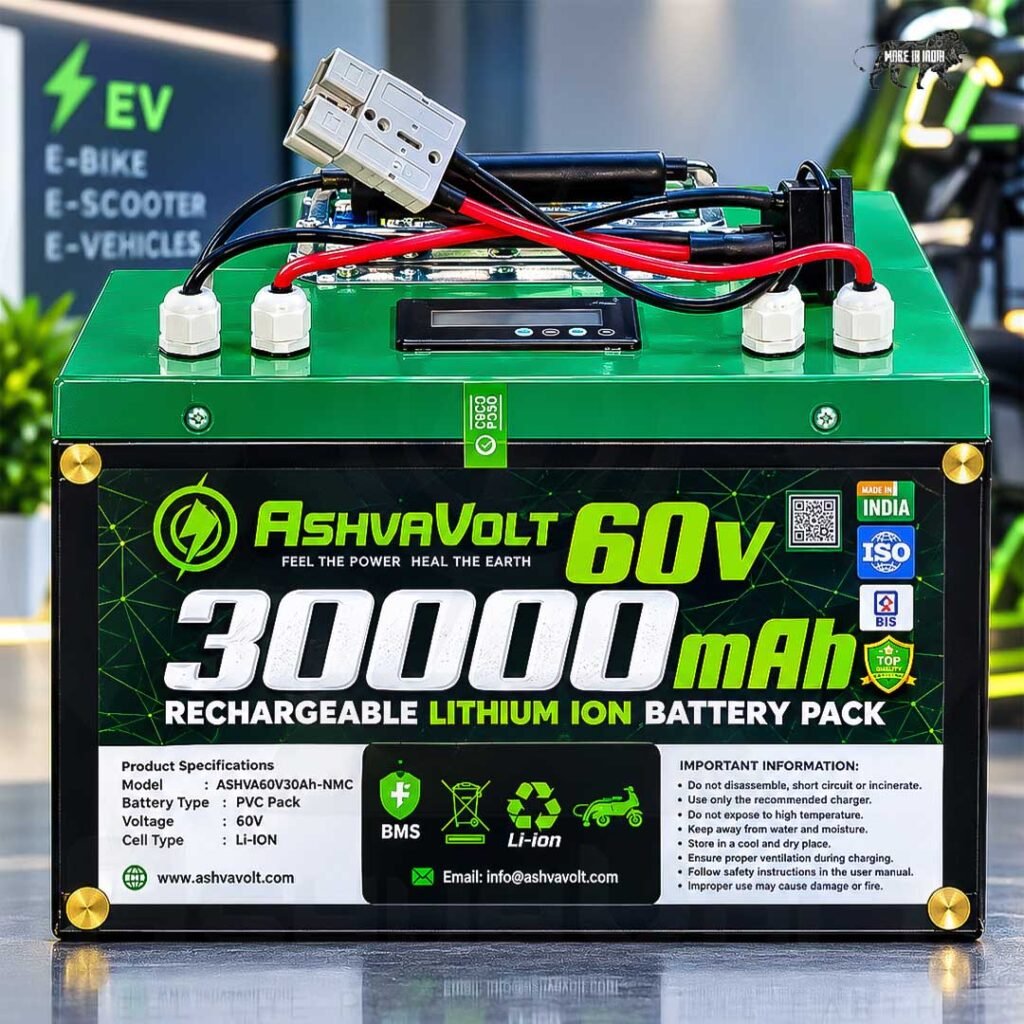 AshvaVolt® 60volt 30Ah Lithium Ion Rechargeable Battery Pack With Battery Display Indicator