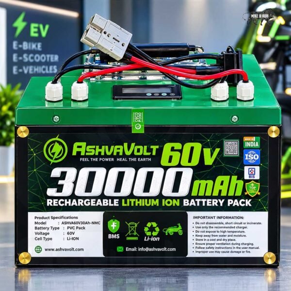 AshvaVolt® 60volt 30Ah Lithium Ion Rechargeable Battery Pack With Battery Display Indicator