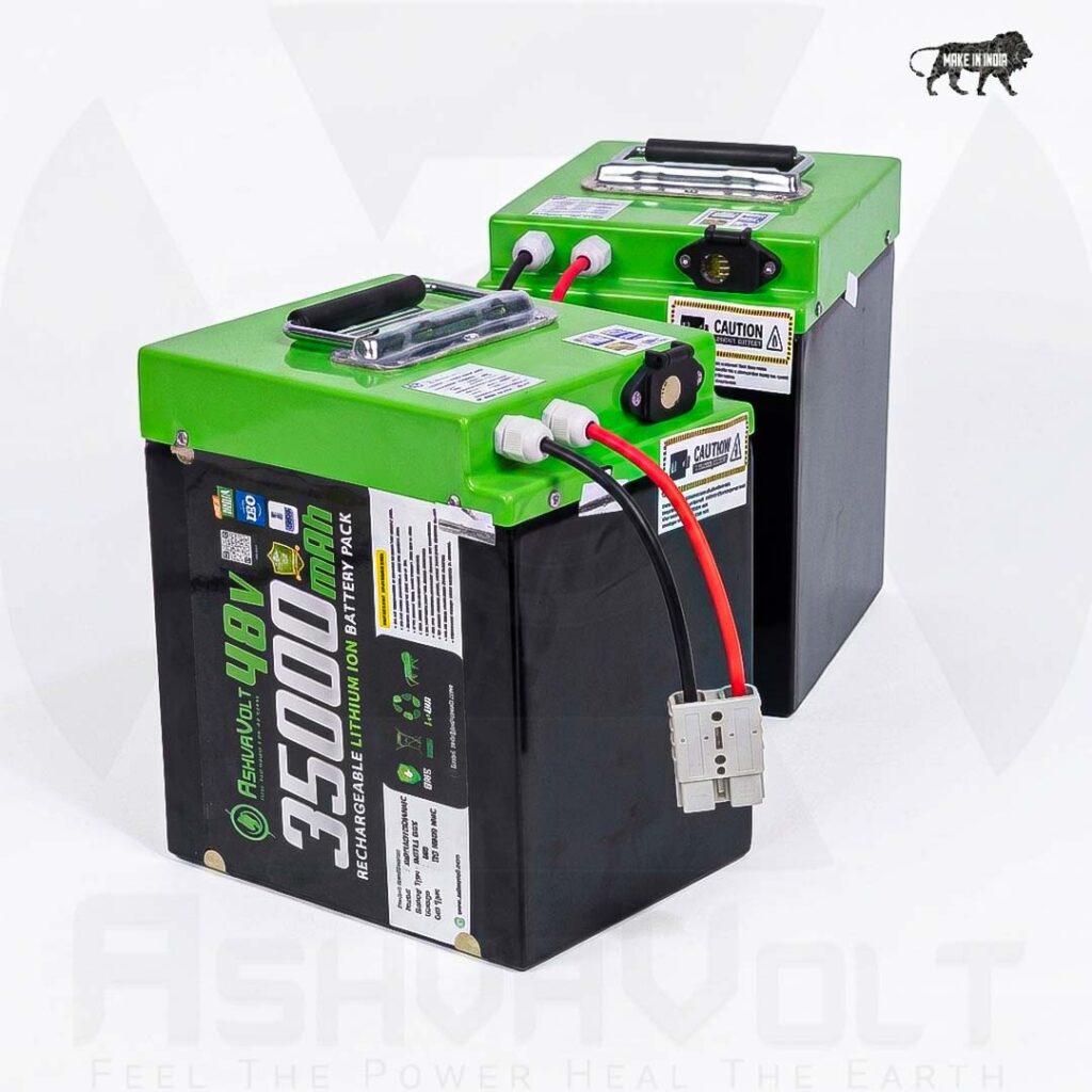 AshvaVolt® 48V 35Ah Lithium Ion Rechargeable Battery Pack With Premium Metal Box