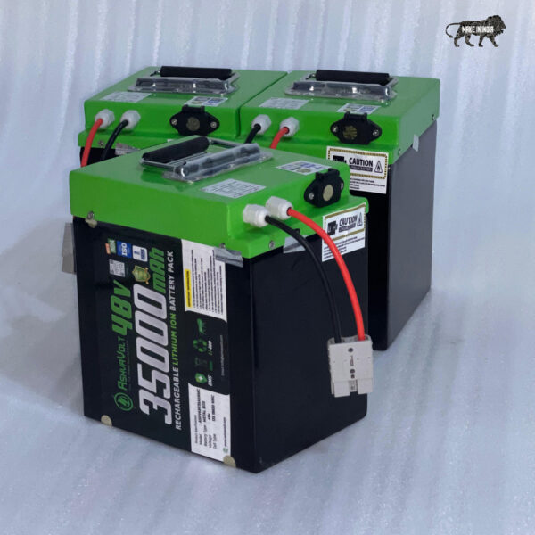 AshvaVolt® 48V 35Ah Lithium Ion Rechargeable Battery Pack With Premium Metal Box for EV with BMS protections