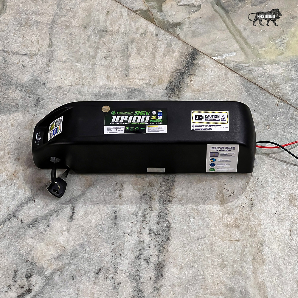 AshvaVolt® 36V 10.4Ah Lithium-Ion Battery Pack with Premium Hailong Case & 36V 3Amps ( 42V Auto Cutoff) Charger Combo for Electric Bikes