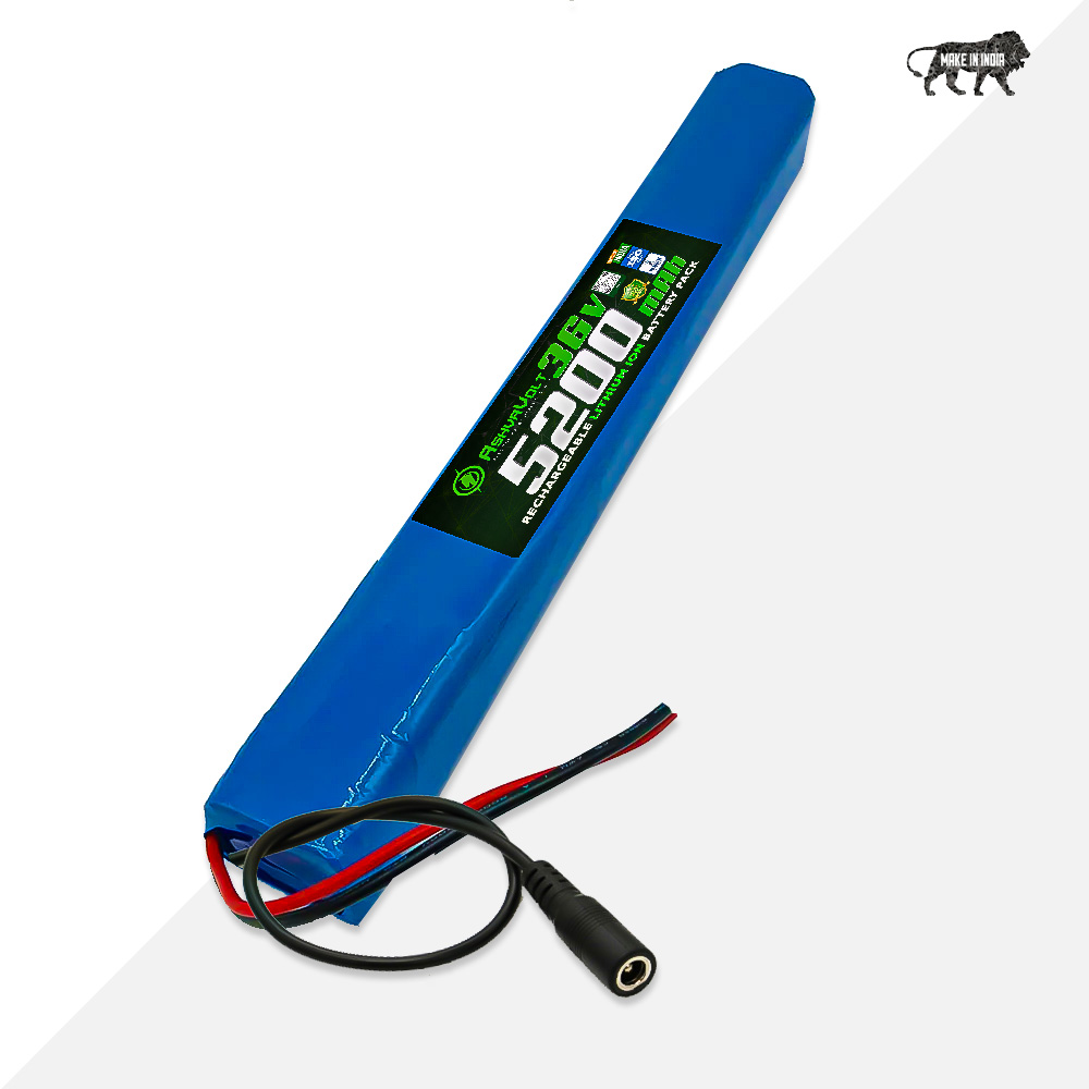 AshvaVolt® 36V 10S2P Lithium-Ion Rechargeable Battery Pack  With BMS Protection For Ebike Li Ion 18650 Battery Pack 36volt 5200mAh  For