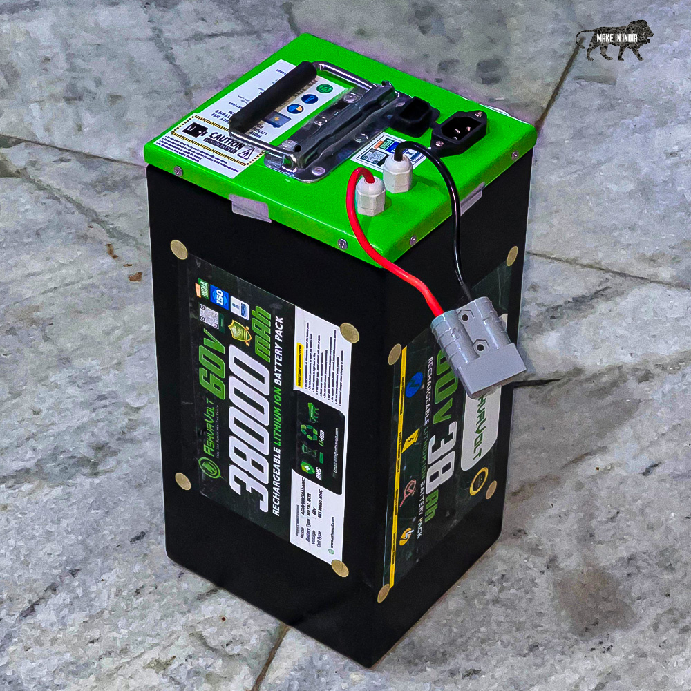 AshvaVolt® 60volt 38Ah Lithium Ion Rechargeable Battery Pack With Premium Metal Box and BMS Protection for Electric Scooter Bike