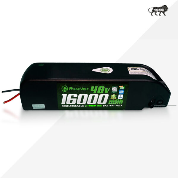 AshvaVolt® 48V 16Ah Lithium-Ion Rechargeable Battery Pack With Premium Hailong Case For Electric Bike Cycle | 48volt 16000mAh