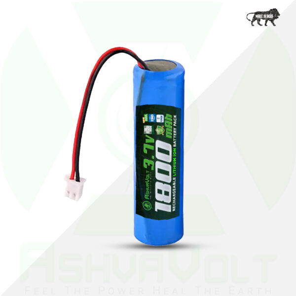 AshvaVolt® 3.7V 1800mAh 18650 Rechargeable Lithium Battery Pack with 1S 1P BMS Protection, Over-discharge and Short-Circuit Protection with 2 Pin Connector