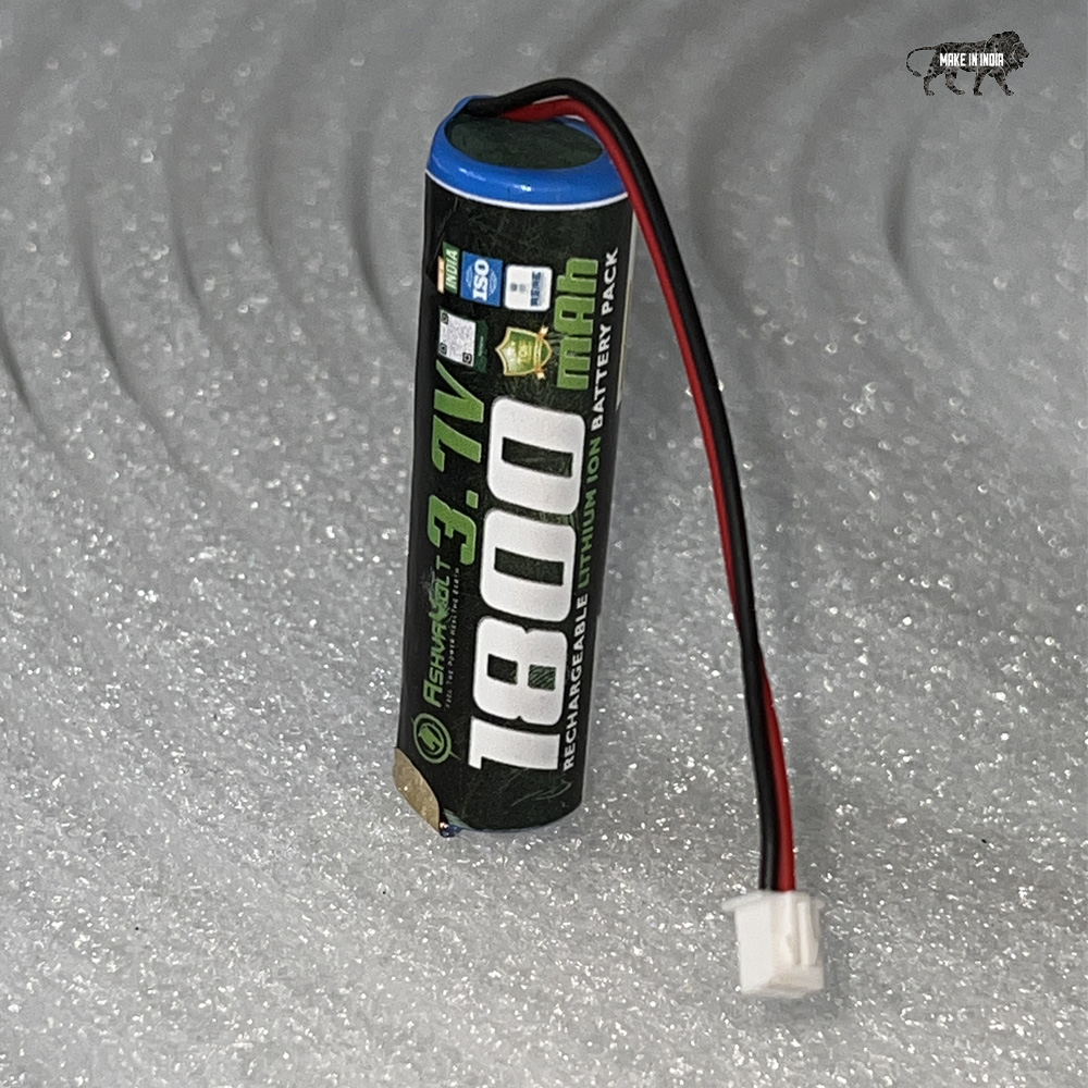 AshvaVolt® 3.7V 1800mAh 18650 Rechargeable Lithium Battery Pack with 1S 1P BMS Protection, Over-discharge and Short-Circuit Protection
