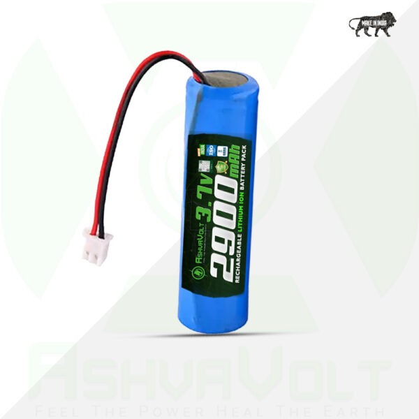 AshvaVolt® 3.7V 2900mAh 18650 Rechargeable Lithium Battery Pack with 1S 1P BMS Protection, Over-discharge and Short-Circuit Protections
