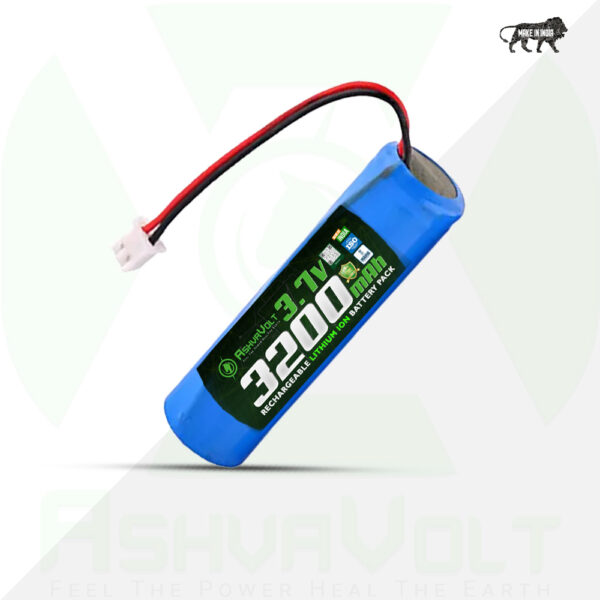 AshvaVolt® 3.7V 3200mAh 18650 Rechargeable Lithium Battery Pack with 1S 1P BMS Protection, Over-discharge and Short-Circuit Protections