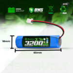 AshvaVolt® 3.7V 3200mAh 18650 Rechargeable Lithium Battery Pack with 1S 1P BMS Protection, Over-discharge and Short-Circuit Protections