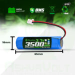 AshvaVolt® 3.7V 3500mAh 18650 Rechargeable Lithium Battery Pack with 1S 1P BMS Protection, Over-discharge and Short-Circuit Protectionsss