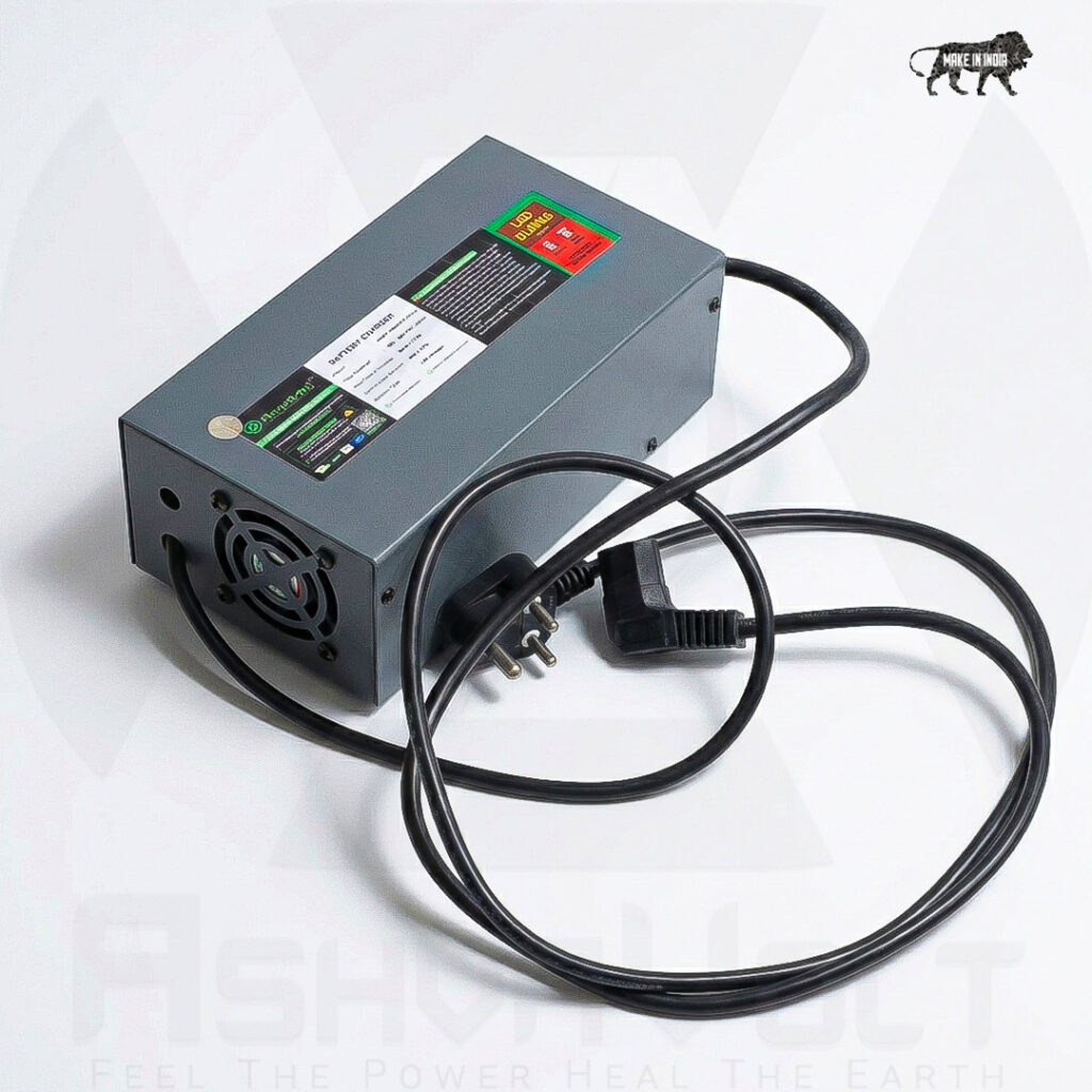 AshvaVolt® 48V 10Amps 16S LiFePO4 Battery Charger 58.4V Fast Charger Adapter for Lithium-Phosphate Battery with Auto Cutoff E bike, E scooty LFP Charger (EV Charger)