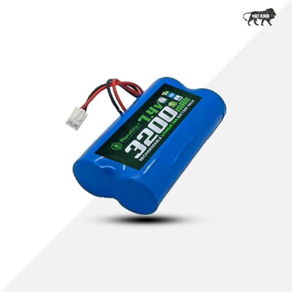 AshvaVolt® 7.4V 3200mAh Rechargeable Lithium Battery Pack with BMS Protection - 2S 1P 18650 Li Ion