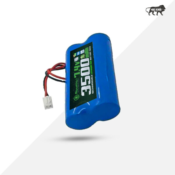 AshvaVolt® 7.4V 3500mAh Rechargeable Lithium Battery Pack with BMS Protection - 2S 1P 18650 Li Ions