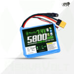 AshvaVolt® 7.4V 5800mAh Rechargeable Lithium Battery Pack with BMS Protection – 2S 2P 18650 Li Ion Battery