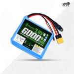 AshvaVolt® 7.4V 6000mAh Rechargeable Lithium Battery Pack with BMS Protection – 2S 2P 18650 Li Ion Battery