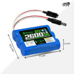 AshvaVolt 11.1V 12V 2600mAh Rechargeable Lithium Battery Pack - 3S1P 18650 with BMS Protection & Male Female Connector for GPS, CCTV, Industrial and Commercial Applications