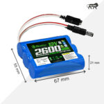 AshvaVolt 12V 2600mAh Rechargeable Lithium Battery Pack - 3S1P 18650 with BMS Protection & Male Female Connector for GPS, CCTV, Industrial and Commercial Applications