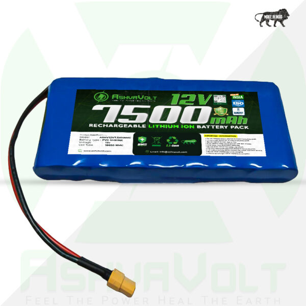 AshvaVolt® 11.1V (12V) 7500mAh Lithium-Ion 18650 3S3P Rechargeable Battery Pack fish finder, toy car, LED flashlight, emergency light