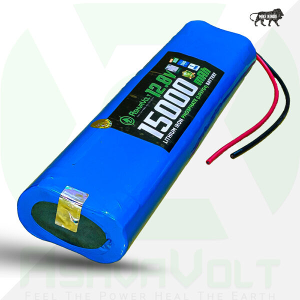 AshvaVolt® 12.8V 15Ah 192W 4S 1P Li-Fe Lithium Iron Phosphate Battery Pack with BMS Protection For Solar Inverter, E-Bike and 2 years warranty