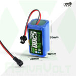 AshvaVolt® 7.4V 5200mAh Li-Ion Battery Pack – 2S 2P 18650 with BMS Protection & Male/Female 2Pin Black Connector