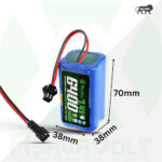 AshvaVolt® 7.4V 6400mAh Li-Ion Battery Pack – 2S 2P 18650 with BMS Protection & Male/Female 2Pin Black Connector