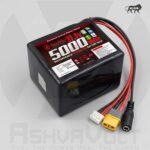AshvaVolt 11.1V 12V 5000mAh Li-Ion Battery Pack - 3S2P 18650 3C with BMS Protection & Female DC Jack, Amass XT-60 and 4-pin JST Connector - AVPowerSeries