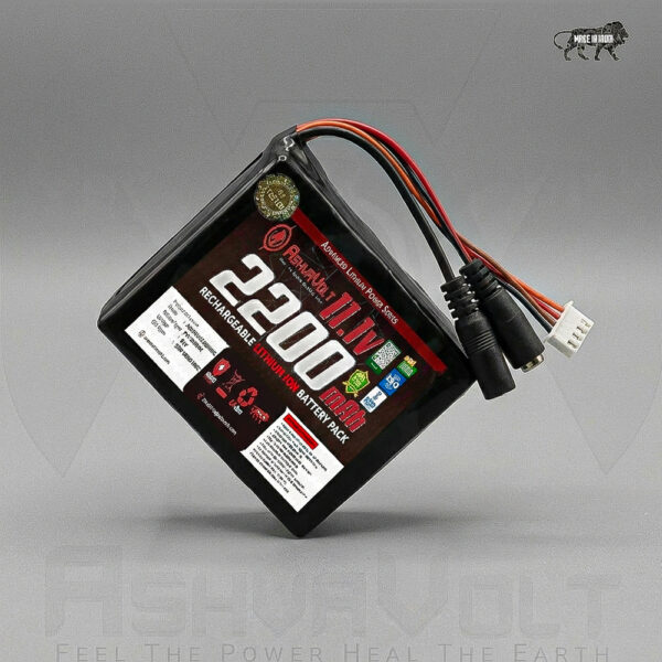 AshvaVolt 11.1V 2200mAh Li-Ion Battery Pack - 3S1P 18650 3C with BMS Protection & Male Female DC Jack and 4 Pin JST Connectorz