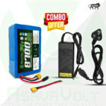 AshvaVolt® 24V 8.7Ah (8700mAh) Lithium-Ion Rechargeable Battery Pack & 24V 3A Lithium ion Charger with BMS Protection Combo For Electric Cycles