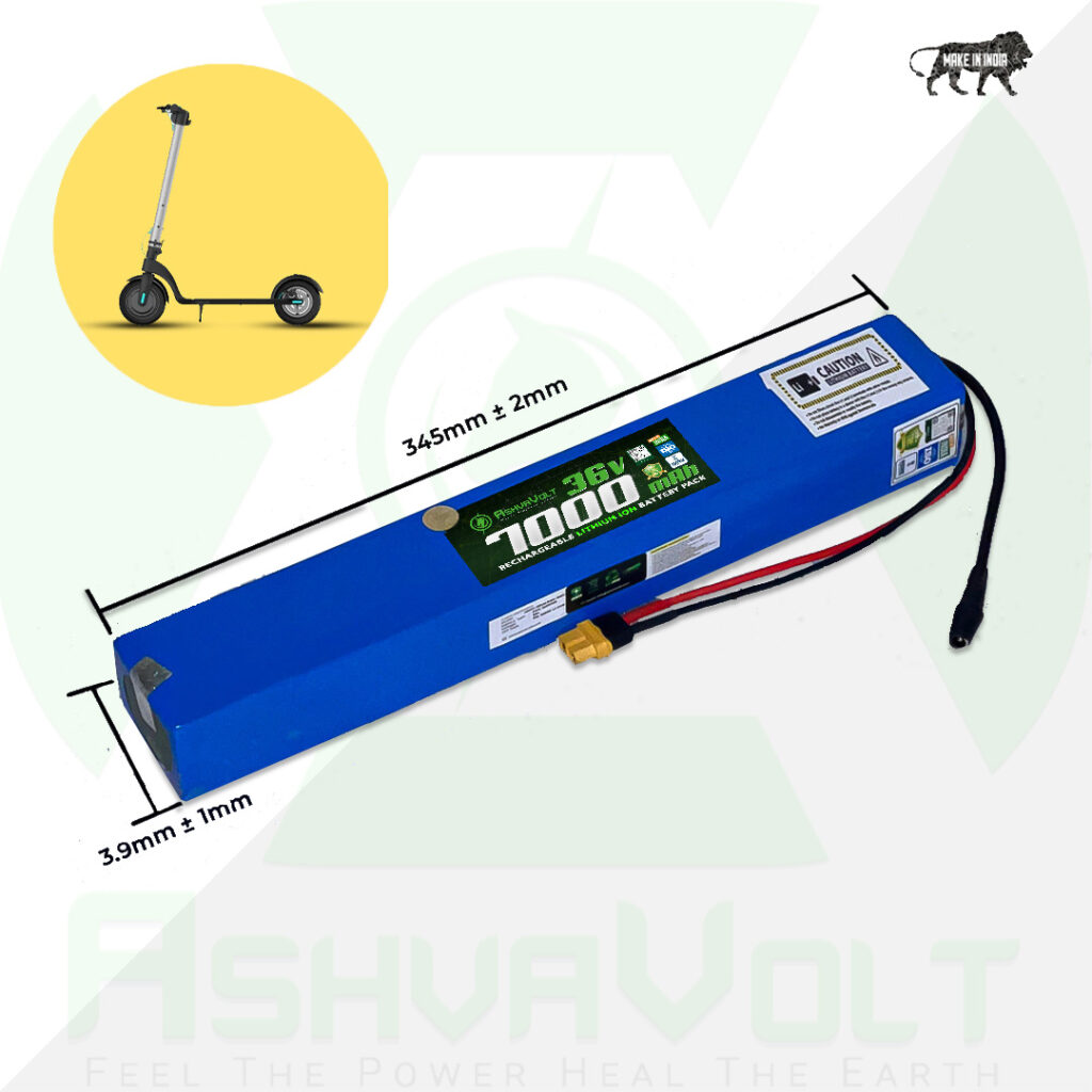 AshvaVolt® 36V 7Ah 252Wh 10S2P Lithium-Ion Rechargeable Battery Pack With BMS Protection For Ebike | Li Ion 18650 Battery Pack 36V 7000mAh For E-BIKE