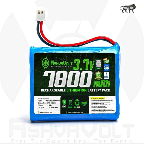 AshvaVolt® 3.7V 7800mAh Rechargeable Lithium-ion Battery Pack -1S 3P 18650 with BMS Protection