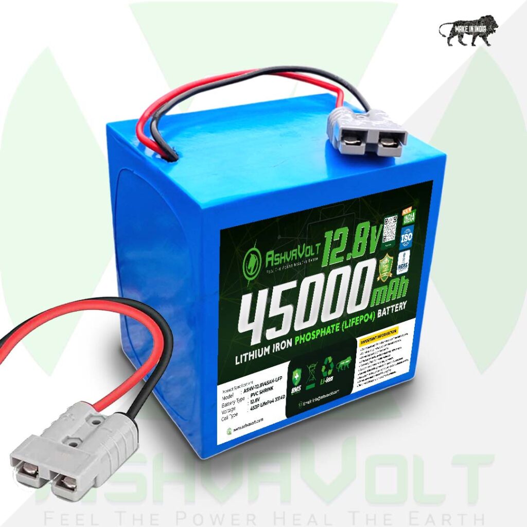 AshvaVolt® 12.8V 45Ah 576W 4S3P Lithium Iron Phosphate Battery Pack with BMS Protection For Solar Inverter, E-Bike & Others