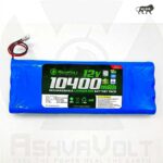 AshvaVolt 11.1V 12V 10400mAh Rechargeable Lithium Battery Pack 3S4P 18650 3C with BMS Protection & 2Pin JST Connector High Capacity Power for DIY Projects Robots RC Cars LED Lights