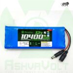 AshvaVolt 11.1V/12V 10400mAh Rechargeable Lithium Battery Pack - 3S4P 18650 3C with BMS Protection & 5.5mm Male and 5.5mm Female Pins Connector High Capacity Power for DIY Projects Robots RC Cars LED Lights