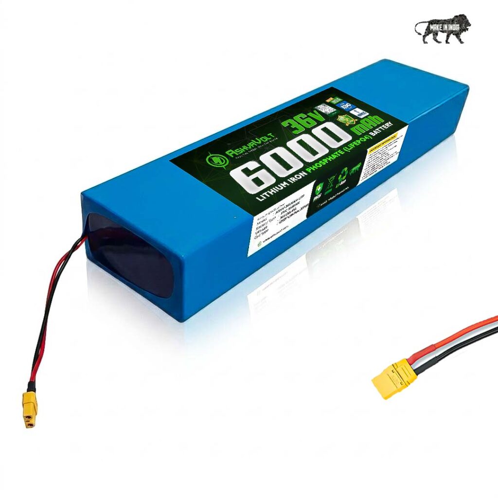 AshvaVolt® 36V(38.4V) 6Ah 12S1P Lithium Iron Phosphate (LiFePO4) Battery Pack with BMS Protection For Solar Inverter,Lightweight Lithium Battery for E-Bikes | 36V 6Ah LiFePO4 battery