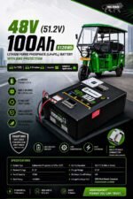 AshvaVolt® 48V (51.2V) 100AH 5120WH Lithium Ferro Phosphate (LiFePO4) with BMS Protection For TOTO, E-Rickshaw, Inverter and Industrial Applications