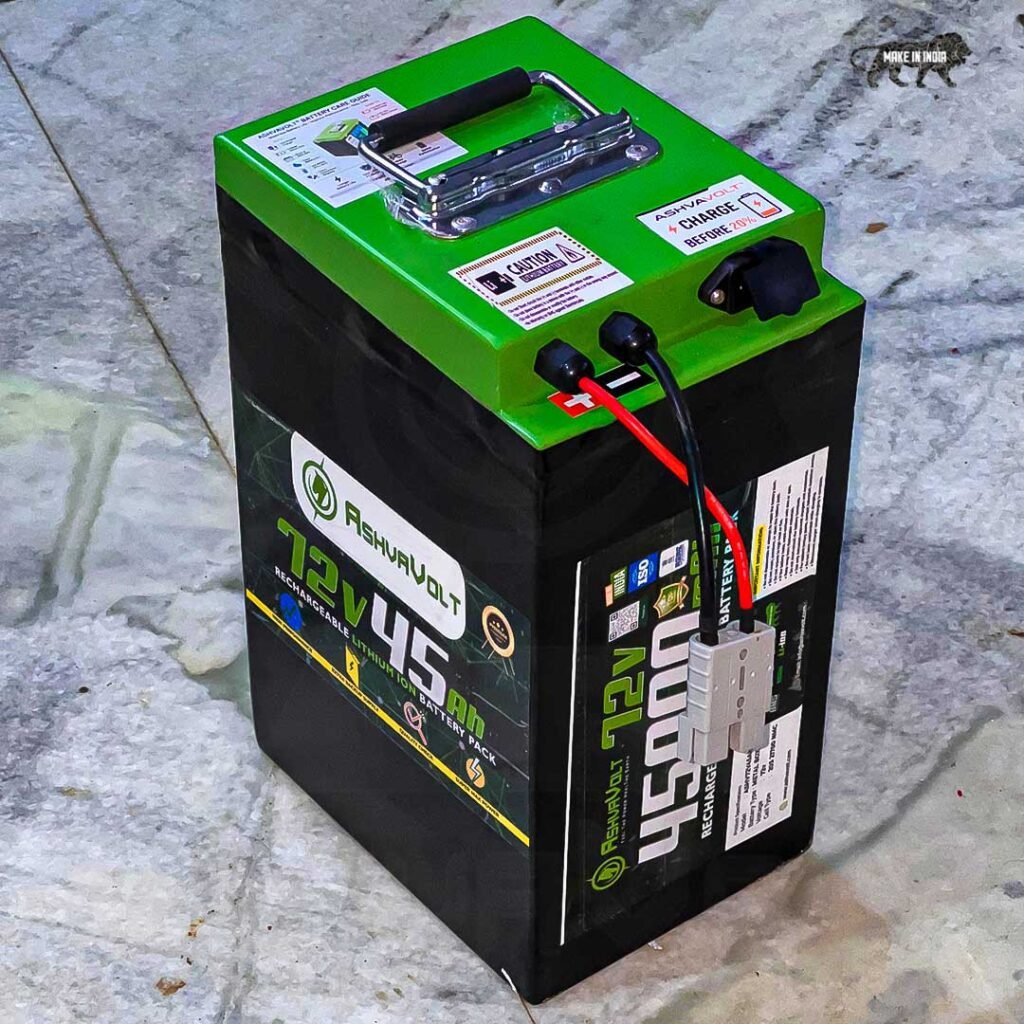 AshvaVolt® 72volt 45Ah Lithium Ion Battery Pack & 72v 10Amps Cutoff (84v) Fast Charger Combo With BMS Protection and Premium Metal BOX for EV